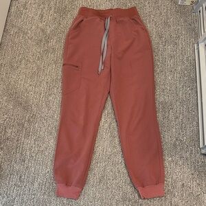 FIGS Zamora Jogger Scrub Pants Mauve Pink High Rise Medical Workwear